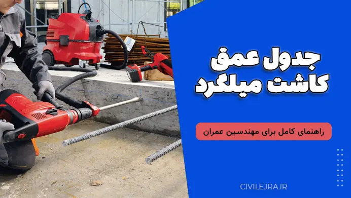 جدول عمق کاشت میلگرد: راهنمای کامل برای مهندسین عمران
