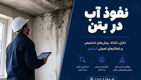 نفوذ آب در بتن | دلایل نشت، روش‌های تشخیص و راهکارهای اصولی آب‌بندی