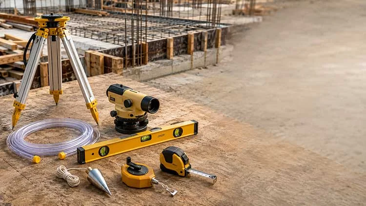 ابزارهای کنترل تراز و شاقولی در اجرای فونداسیون و ستون