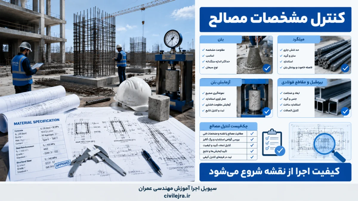 کنترل مشخصات مصالح و جزئیات اجرایی در نقشه‌های ساختمان برای افزایش کیفیت اجرا