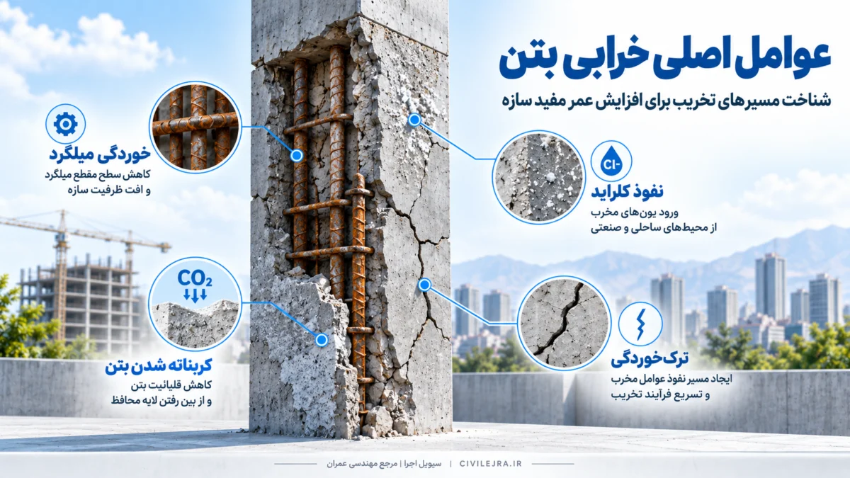 مراحل افزایش دوام سازههای بتنی از طراحی تا بهرهبرداری