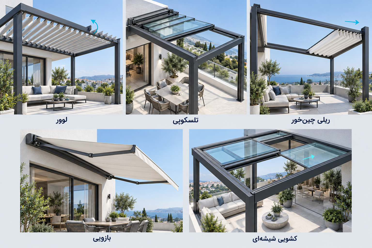 مکانیزم حرکت سقف متحرک تراس