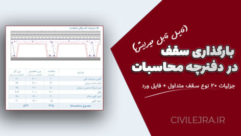 بارگذاری سقف در دفترچه محاسبات | جزئیات ۲۰ نوع سقف متداول + فایل Word