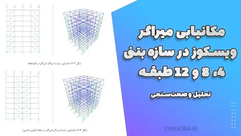 مکانیابی میراگر ویسکوز در سازه بتنی ۴، ۸ و ۱۲ طبقه | تحلیل و صحت‌سنجی