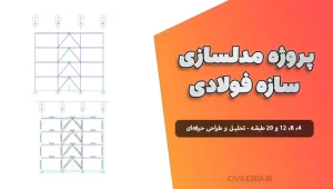 پروژه مدلسازی میراگر تسلیمی سازه فولادی ۴، ۸، ۱۲ و ۲۰ طبقه