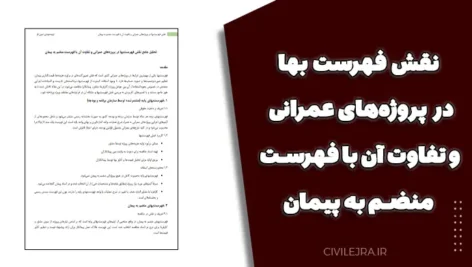 نقش فهرست بها در پروژه‌های عمرانی و تفاوت آن با فهرست منضم به پیمان