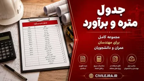 جداول متره و برآورد | مجموعه کامل برای مهندسان عمران و دانشجویان
