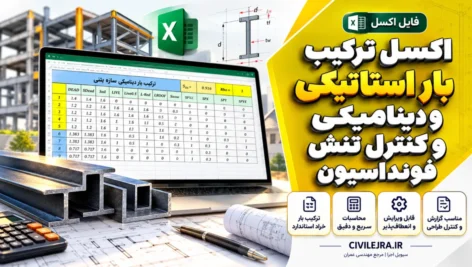 اکسل ترکیب بار استاتیکی و دینامیکی و کنترل تنش فنداسیون